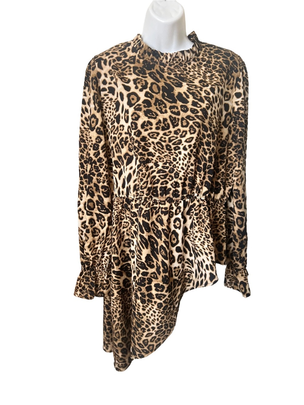 L.N.V Leopard Print Long Sleeve  top- Brown & Black Sz L